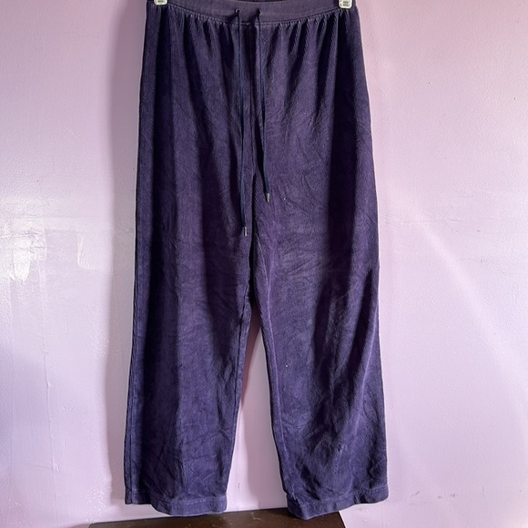 Sarah Bentley Purple Drawstring Corduroy Look Pants Size Medium Casual Comfort - Picture 1 of 4